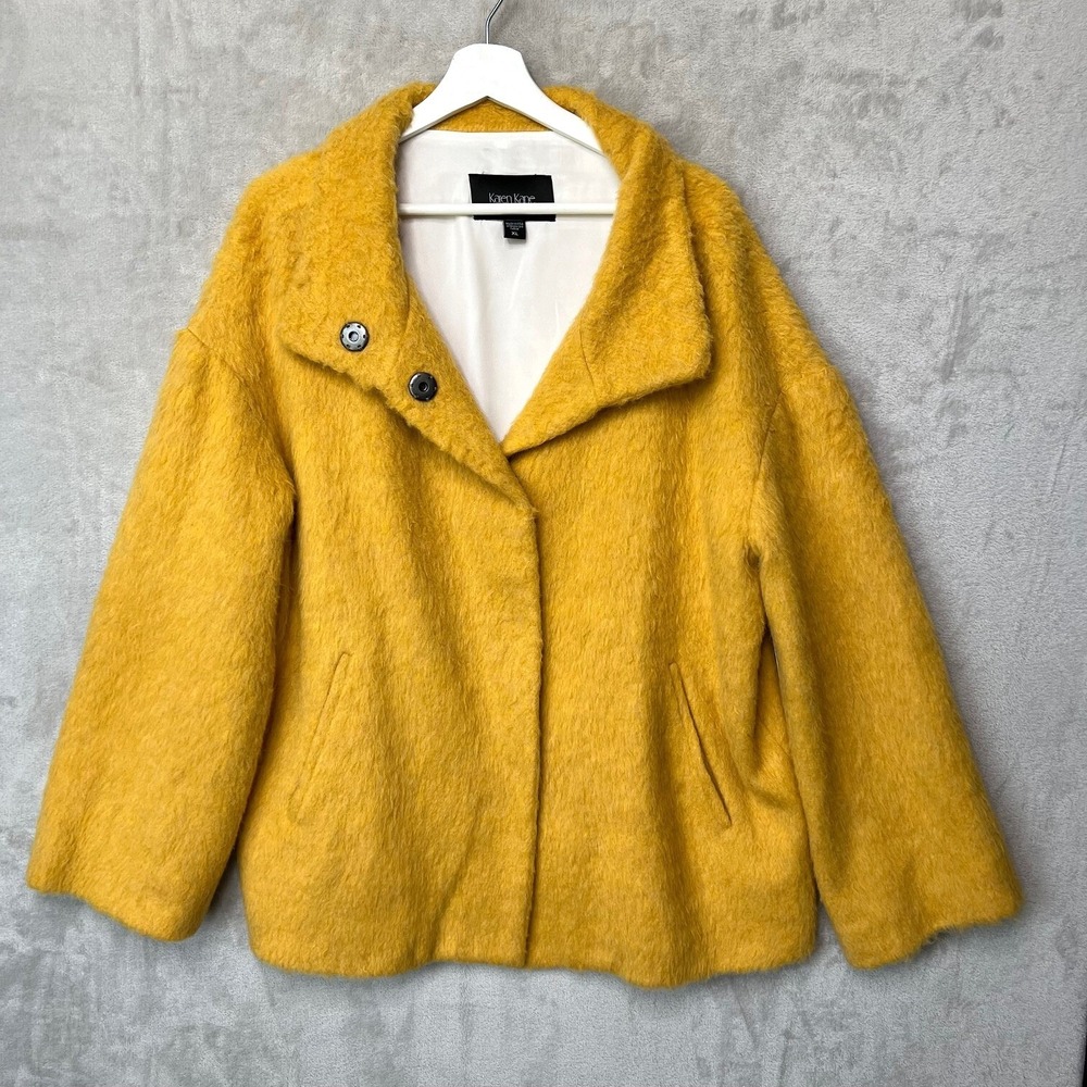 Karen Kane On The Town Funnel Neck Jacket Ochre Yellow XL‎ NWT Cozy Chic